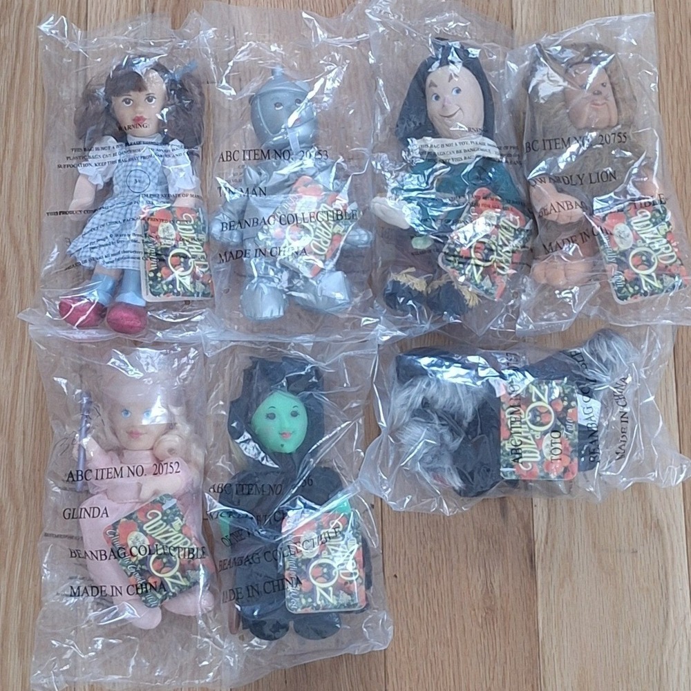 The Merry-O Collection 1998 Wizard of Oz Beanbag Collectible Plush Set of 7 NIB